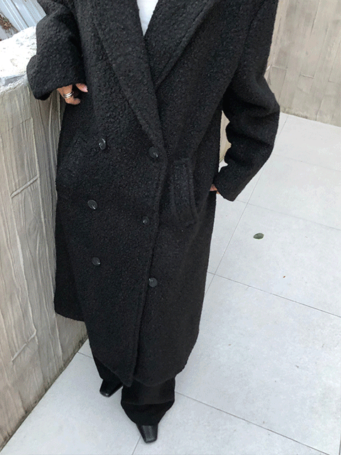 boucle long coat (2color)
